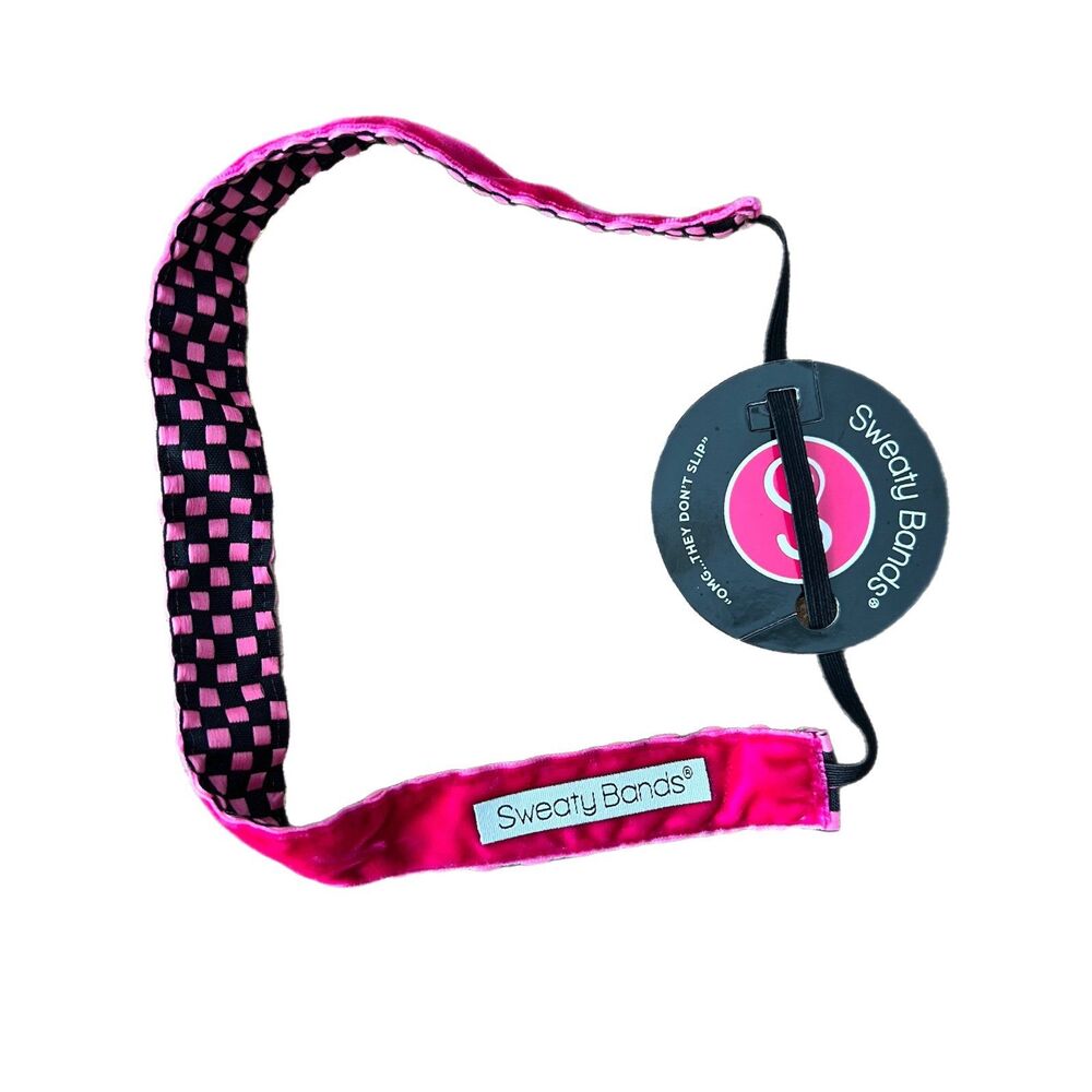 Sweaty bands pink & black checkered headband